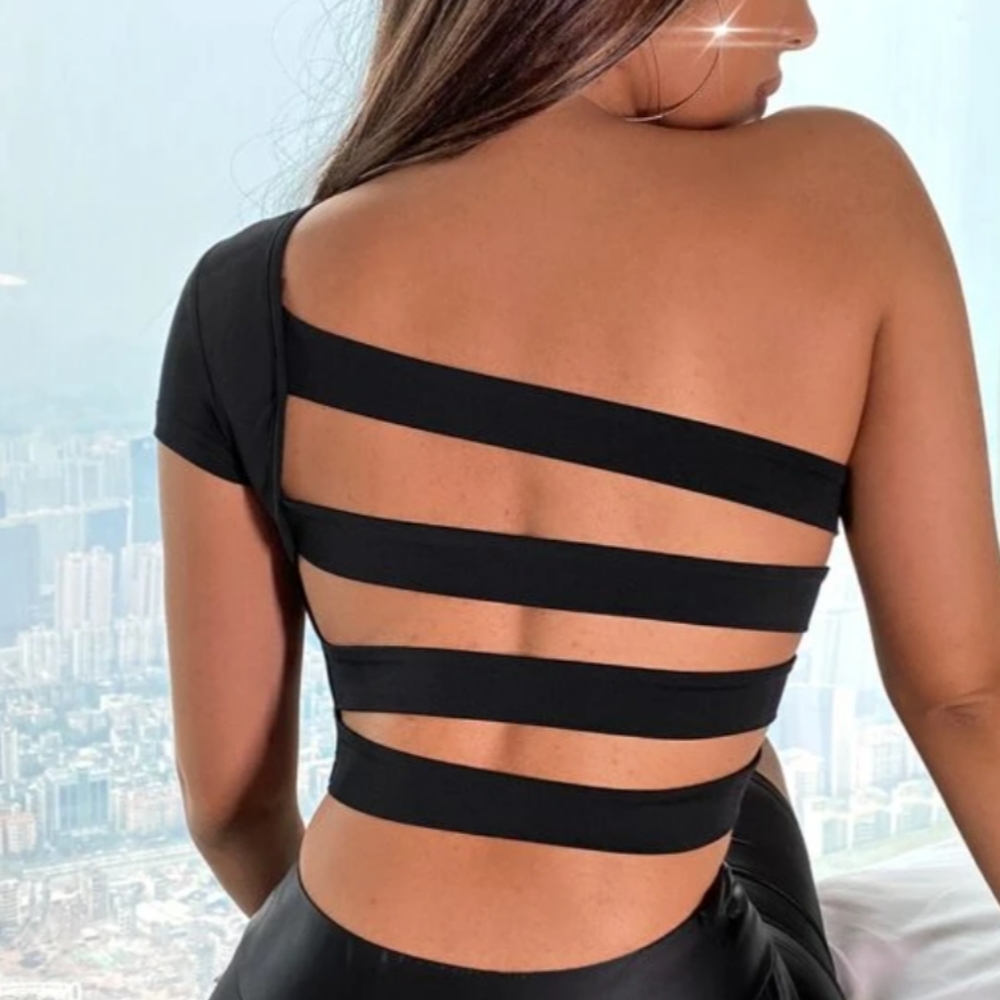 Black Back Out Crop Top